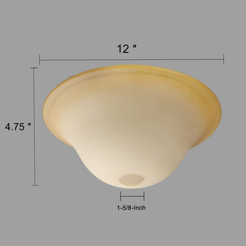 Anmytek Floor Lamp Glass Shade Replacement Globe -Fitting Opening 1.625&quot; Elegant Style Light Fixture Shade, Height: 4.75 inch, Width: 12 inch. Lipless