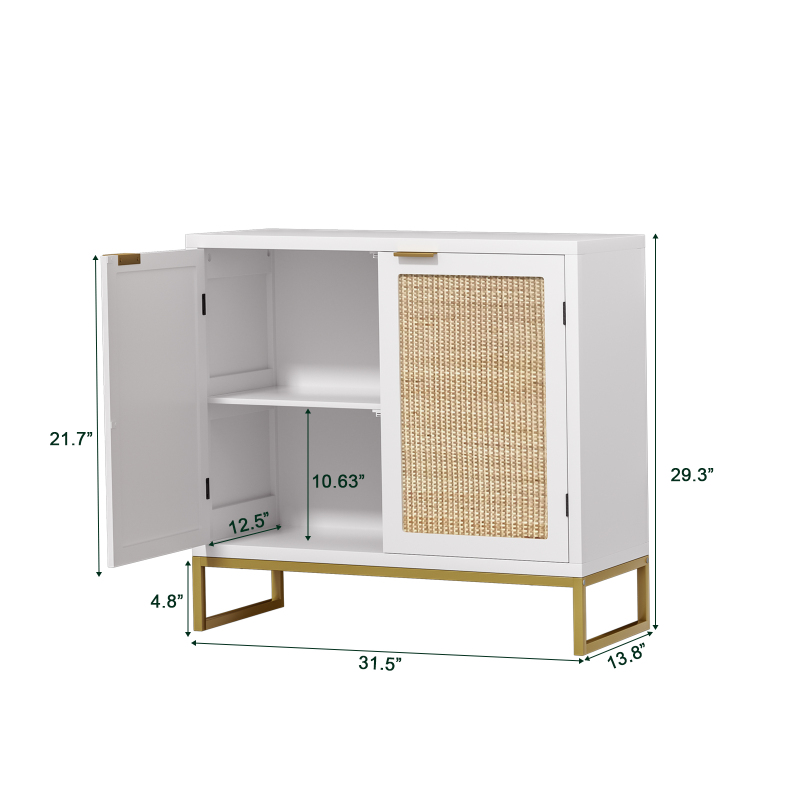 Anmytek Storage Cabinet with 2 Rattan Doors Buffet Sideboard