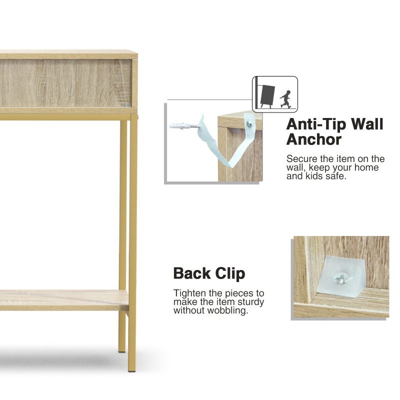 Anmytek Console Table with Storage, Wood Entryway Table with 2 Drawers, Narrow Long Sofa Table Hallway Foyer Table with Storage Shelves Behind Couch Table for Living Room, H0117