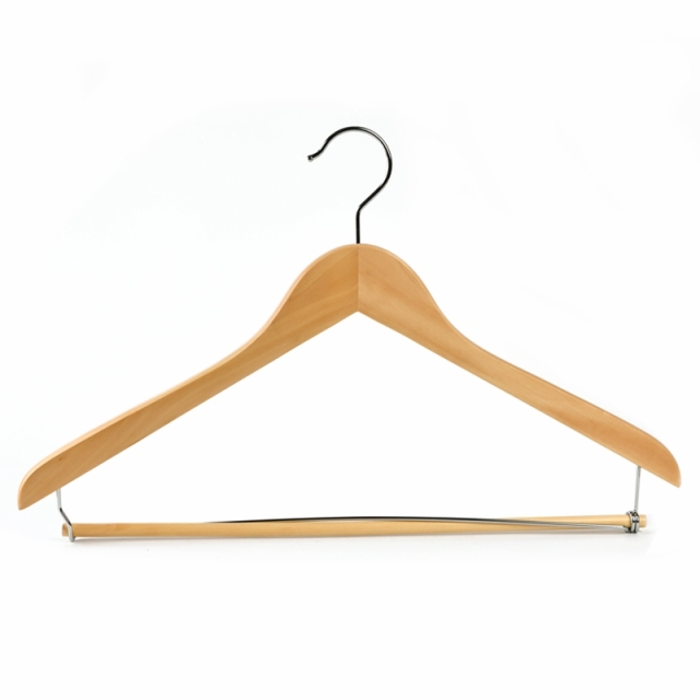 Natural Color Wooden Clothes Hanger with Locking Bar