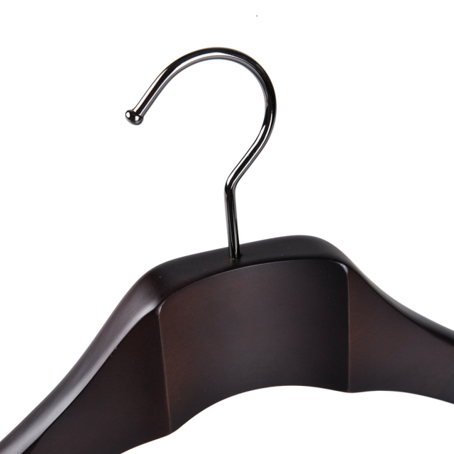 Deluxe Walnut Color Wooden Suit Hanger with Sliding Bar