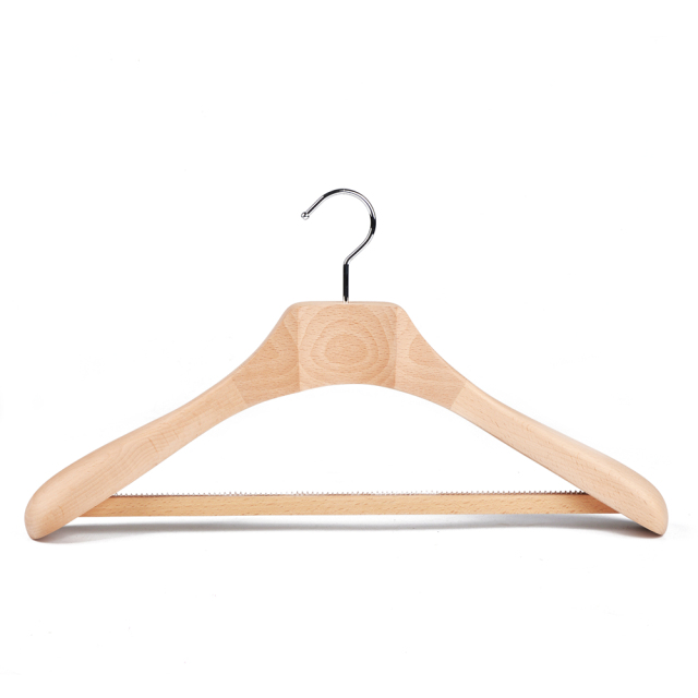 Deluxe Unpainted Natural Color Wooden Suit Hanger with Square Bar