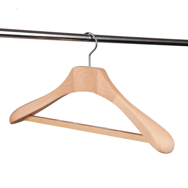 Deluxe Unpainted Natural Color Wooden Suit Hanger with Square Bar