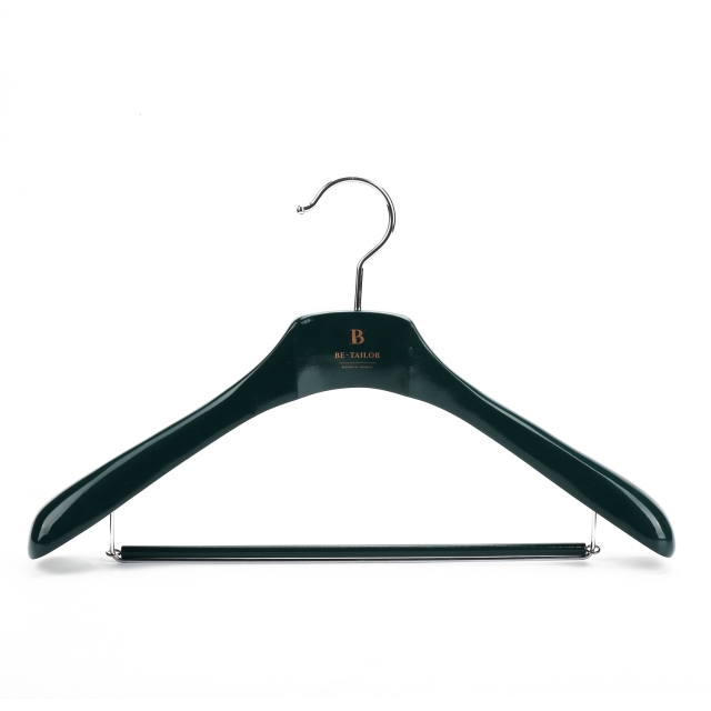 Deluxe Green Wooden Suit Hanger with Sliding Bar