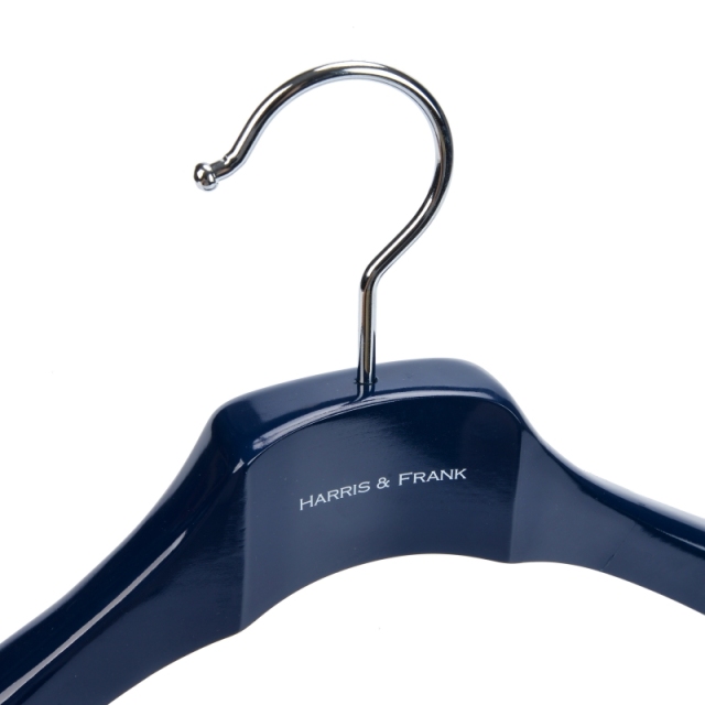 Deluxe Navy Blue Wooden Suit Hanger with Sliding Bar