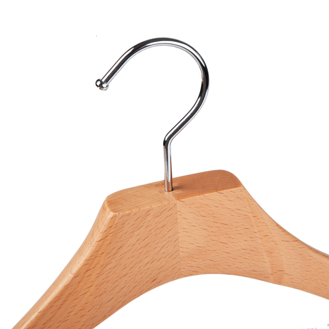 Deluxe Natural Color Wooden Suit Hanger with Clips