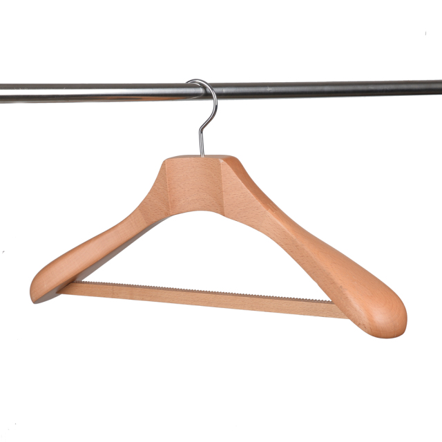 Deluxe Natural Color Wooden Suit Hanger with Square Bar