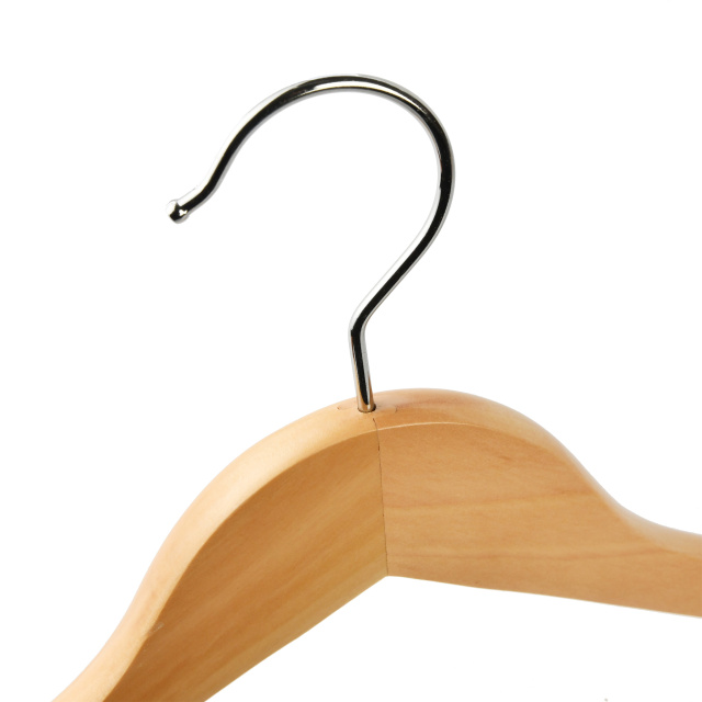 Natural Wooden Clothes Hangers with Pants Bar