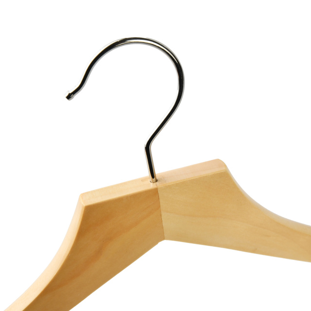 Slim Natural Solid Wood Top Hangers with Square Head for Clothing