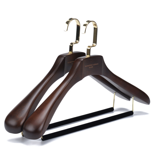 Deluxe Wooden Coat Suit Hanger with Bar