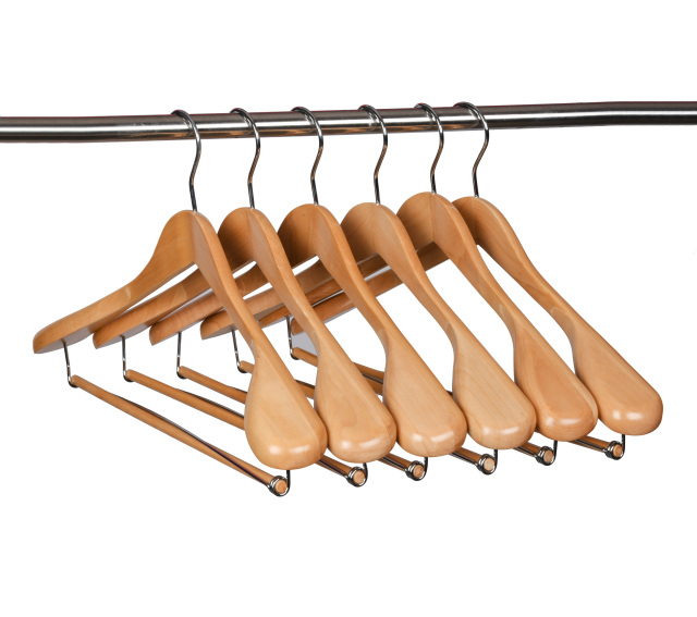 Natural Color Wooden Clothes Hanger with Lock Bar