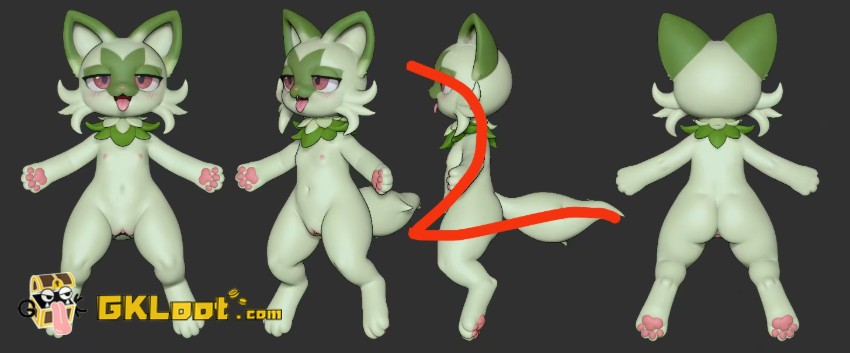 Spirit Demon Studio Pokémon Sprigatito - View 2 Spirit Demon Studio Pokémon Sprigatito - View 2