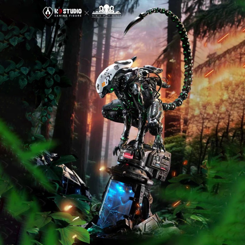 K9 & Deep Tale Studio Alien Mechanical Xenomorph Statue w/ LED - View 1 K9 & Deep Tale Studio Alien Mechanical Xenomorph Statue w/ LED - View 1