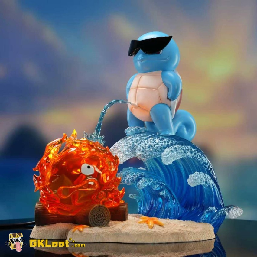Mmland Studio Pokémon & Howl's Moving Castle Squirtle & Calcifer Statue w/ LED - View 1 Mmland Studio Pokémon & Howl's Moving Castle Squirtle & Calcifer Statue w/ LED - View 1