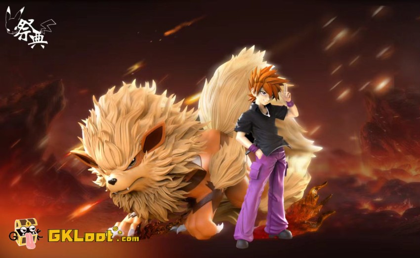Ji Dian Studio Pokémon Blue Oak & Arcanine Statue - View 2 Ji Dian Studio Pokémon Blue Oak & Arcanine Statue - View 2