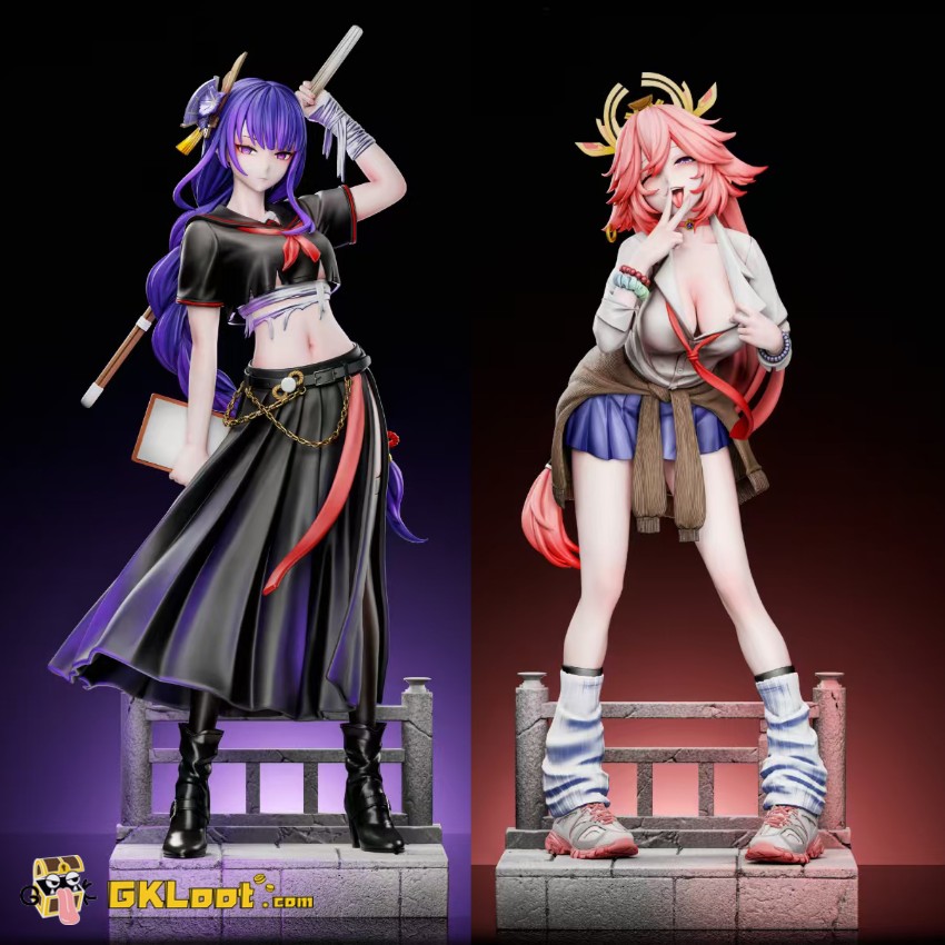 Miwu Studio 1/6 Genshin Impact Raiden Shogun & Yae Miko Statue - View 1 Miwu Studio 1/6 Genshin Impact Raiden Shogun & Yae Miko Statue - View 1