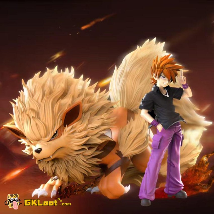 Ji Dian Studio Pokémon Blue Oak & Arcanine Statue - View 1 Ji Dian Studio Pokémon Blue Oak & Arcanine Statue - View 1