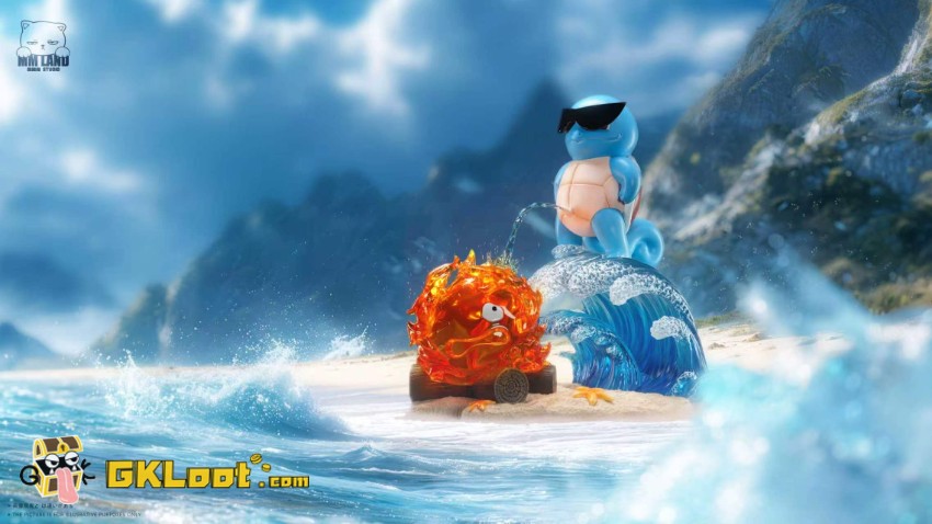Mmland Studio Pokémon & Howl's Moving Castle Squirtle & Calcifer Statue w/ LED - View 2 Mmland Studio Pokémon & Howl's Moving Castle Squirtle & Calcifer Statue w/ LED - View 2