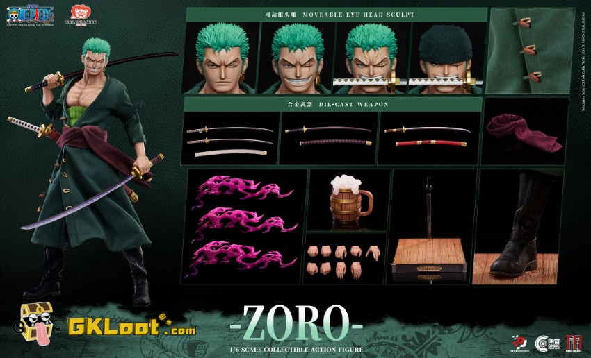 Cosmic Creations & JIMEI PALACE Studio 1/6 One Piece Licensed Roronoa Zoro Action Figure - View 6 Cosmic Creations & JIMEI PALACE Studio 1/6 One Piece Licensed Roronoa Zoro Action Figure - View 6