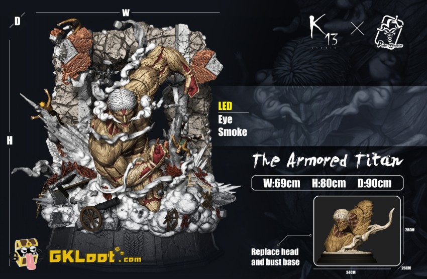 K13 Studio Attack On Titan Armored Titan Statue w/ LED - View 1 K13 Studio Attack On Titan Armored Titan Statue w/ LED - View 1