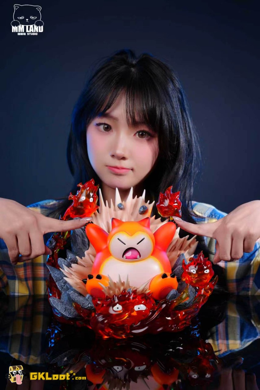 Mmland Studio Pokémon & Howl's Moving Castle Snorlax & Calcifer Statue w/ LED - View 2 Mmland Studio Pokémon & Howl's Moving Castle Snorlax & Calcifer Statue w/ LED - View 2