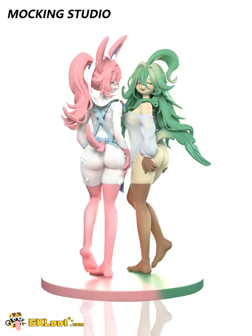 Mocking Studio Pokémon Sylveon & Leafeon Statue - View 2 Mocking Studio Pokémon Sylveon & Leafeon Statue - View 2