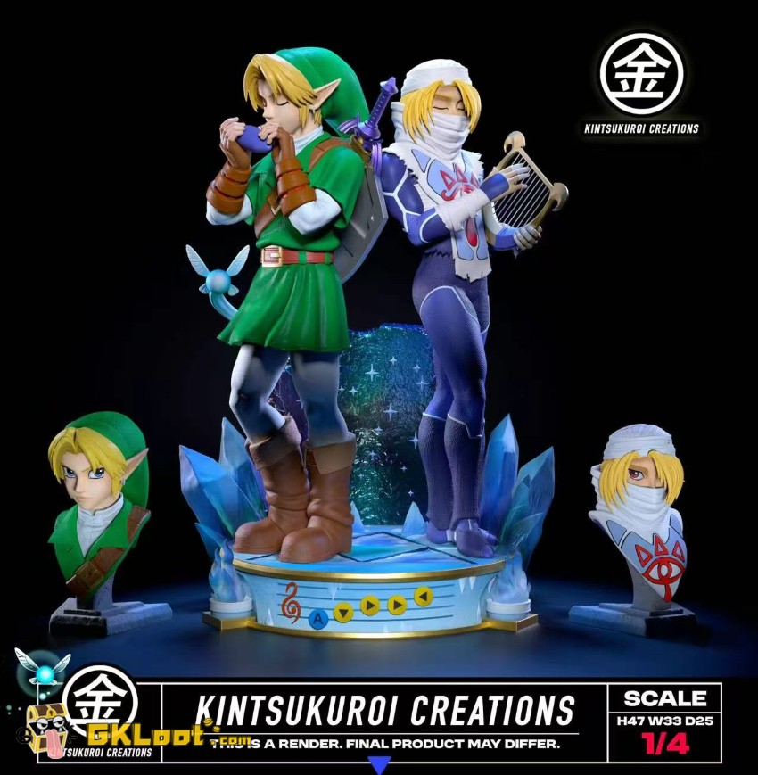 Kintsukuroi Creations Studio 1/4 The Legend of Zelda Link & Sheik Statue w/ LED - View 3 Kintsukuroi Creations Studio 1/4 The Legend of Zelda Link & Sheik Statue w/ LED - View 3