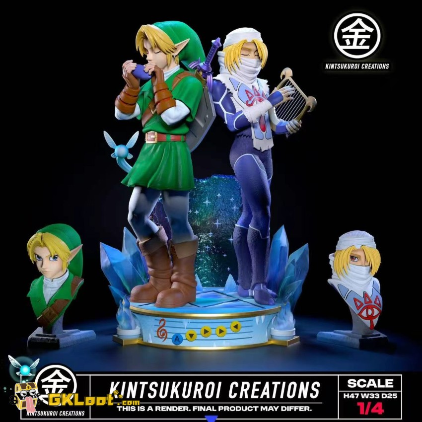 Kintsukuroi Creations Studio 1/4 The Legend of Zelda Link & Sheik Statue w/ LED - View 1 Kintsukuroi Creations Studio 1/4 The Legend of Zelda Link & Sheik Statue w/ LED - View 1