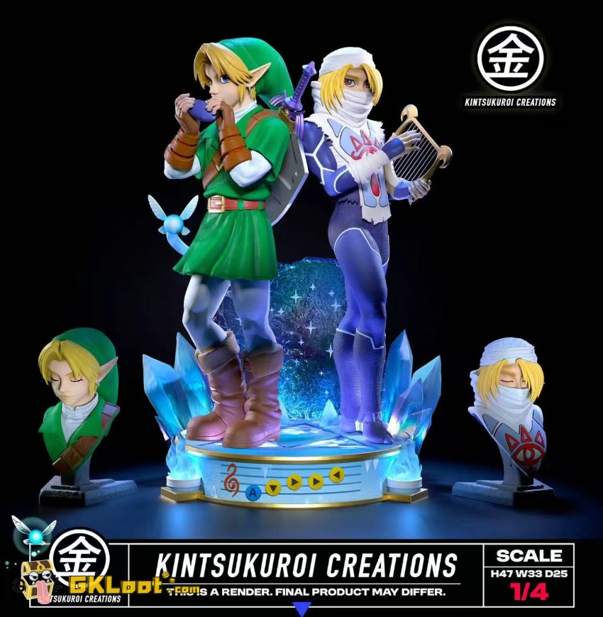 Kintsukuroi Creations Studio 1/4 The Legend of Zelda Link & Sheik Statue w/ LED - View 5 Kintsukuroi Creations Studio 1/4 The Legend of Zelda Link & Sheik Statue w/ LED - View 5