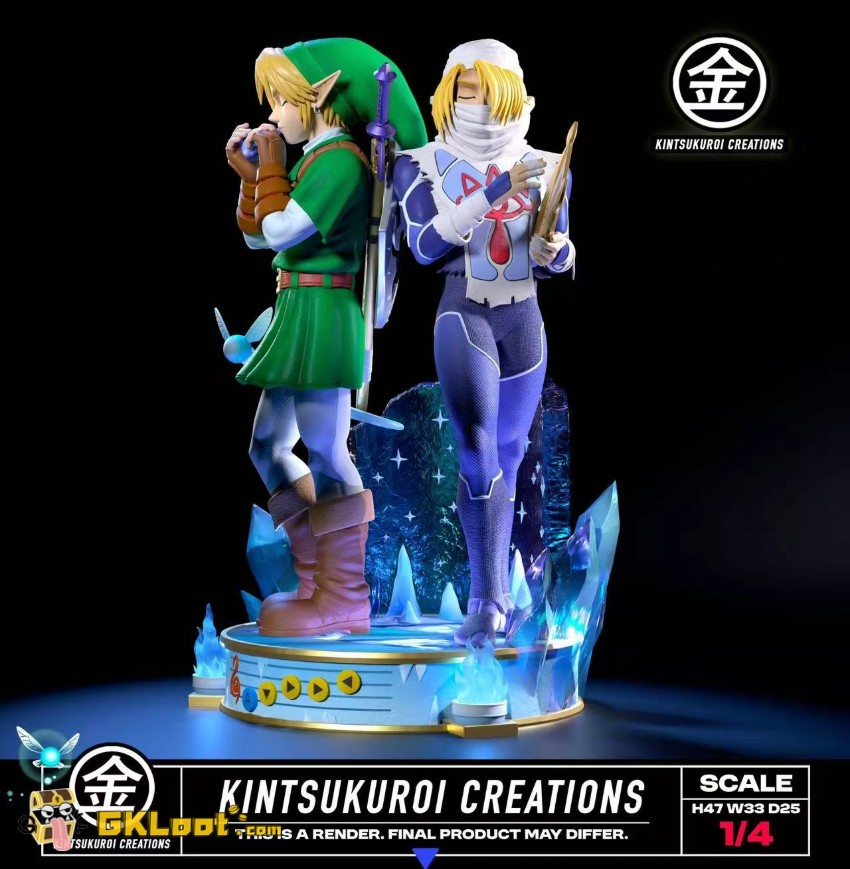 Kintsukuroi Creations Studio 1/4 The Legend of Zelda Link & Sheik Statue w/ LED - View 4 Kintsukuroi Creations Studio 1/4 The Legend of Zelda Link & Sheik Statue w/ LED - View 4