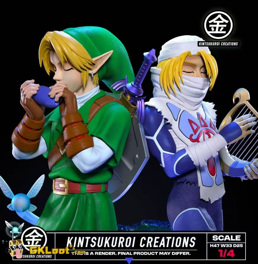 Kintsukuroi Creations Studio 1/4 The Legend of Zelda Link & Sheik Statue w/ LED - View 2 Kintsukuroi Creations Studio 1/4 The Legend of Zelda Link & Sheik Statue w/ LED - View 2