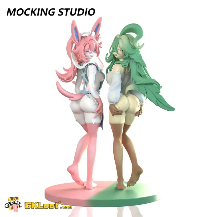 Mocking Studio Pokémon Sylveon & Leafeon Statue - View 6 Mocking Studio Pokémon Sylveon & Leafeon Statue - View 6