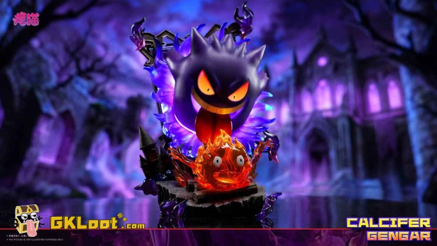 Long Miao Studio Howl's Moving Castle & Pokémon Gengar & Calcifer Statue w/ LED - View 3 Long Miao Studio Howl's Moving Castle & Pokémon Gengar & Calcifer Statue w/ LED - View 3