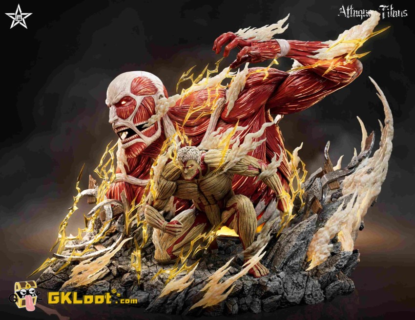 JiangXing Studio Attack On Titan Colossal Titan & The Armored Titan Statue - View 2 JiangXing Studio Attack On Titan Colossal Titan & The Armored Titan Statue - View 2