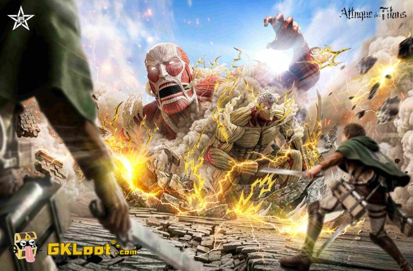 JiangXing Studio Attack On Titan Colossal Titan & The Armored Titan Statue - View 6 JiangXing Studio Attack On Titan Colossal Titan & The Armored Titan Statue - View 6