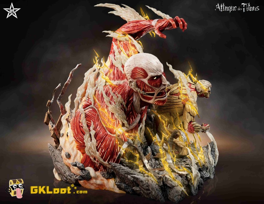 JiangXing Studio Attack On Titan Colossal Titan & The Armored Titan Statue - View 4 JiangXing Studio Attack On Titan Colossal Titan & The Armored Titan Statue - View 4