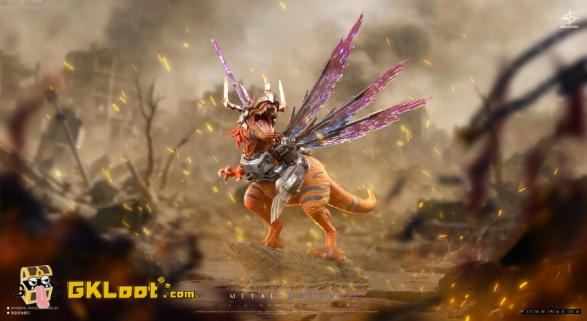 Nebula Studio Digimon Metal Greymon Statue - View 2 Nebula Studio Digimon Metal Greymon Statue - View 2