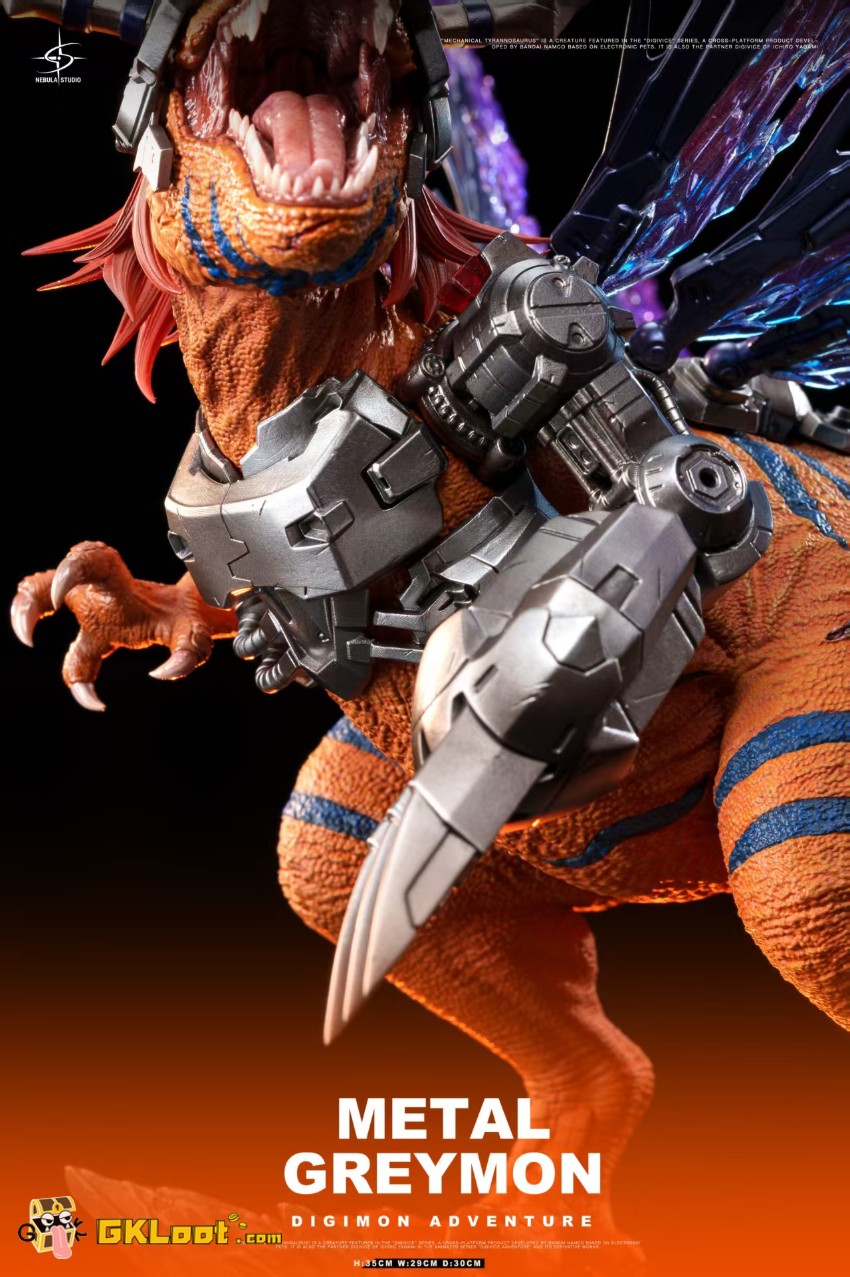 Nebula Studio Digimon Metal Greymon Statue - View 3 Nebula Studio Digimon Metal Greymon Statue - View 3
