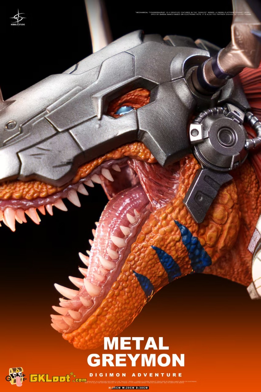 Nebula Studio Digimon Metal Greymon Statue - View 5 Nebula Studio Digimon Metal Greymon Statue - View 5