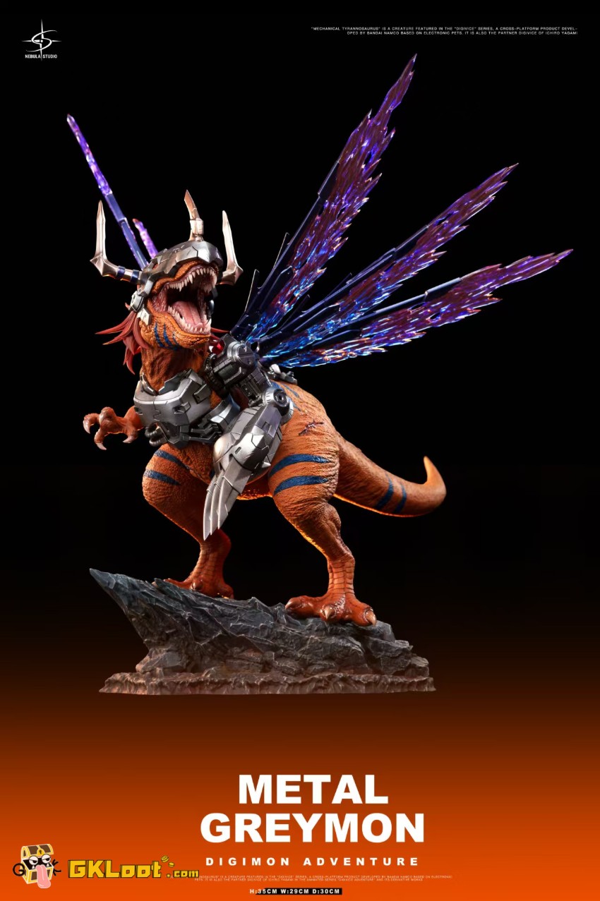 Nebula Studio Digimon Metal Greymon Statue - View 8 Nebula Studio Digimon Metal Greymon Statue - View 8
