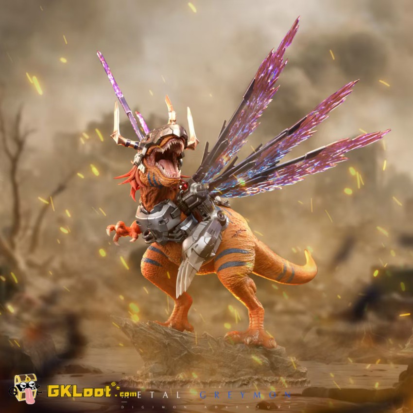 Nebula Studio Digimon Metal Greymon Statue - View 1 Nebula Studio Digimon Metal Greymon Statue - View 1