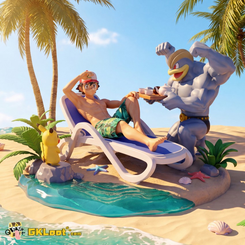 Mist Haven Studio Pokémon Ash Ketchum & Pikachu & Machamp Statue - View 1 Mist Haven Studio Pokémon Ash Ketchum & Pikachu & Machamp Statue - View 1
