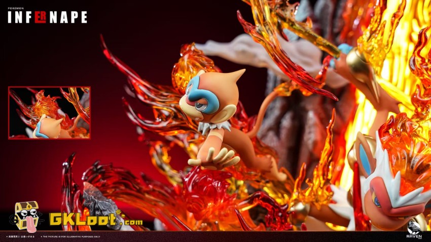 Raven Studio Pokémon Chimchar & Monferno & Infernape Statue w/ LED - View 7 Raven Studio Pokémon Chimchar & Monferno & Infernape Statue w/ LED - View 7