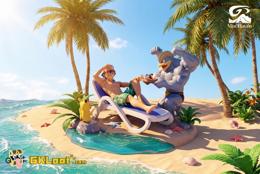 Mist Haven Studio Pokémon Ash Ketchum & Pikachu & Machamp Statue - View 7 Mist Haven Studio Pokémon Ash Ketchum & Pikachu & Machamp Statue - View 7