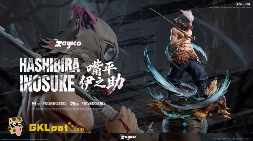 Zayico Studio 1/4 & 1/6 Demon Slayer Hashibira Inosuke Statue - View 2 Zayico Studio 1/4 & 1/6 Demon Slayer Hashibira Inosuke Statue - View 2