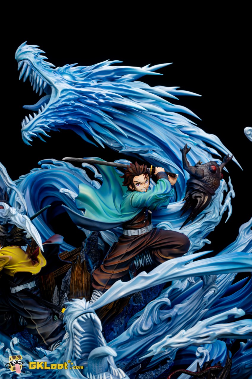 RAYCO ATOLL Studio 1/6 Demon Slayer Tanjiro Kamado & Giyu Tomioka Statue w/ LED - View 3 RAYCO ATOLL Studio 1/6 Demon Slayer Tanjiro Kamado & Giyu Tomioka Statue w/ LED - View 3
