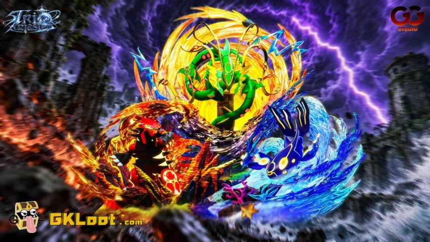GuGu Studio Pokémon Groudon & Rayquaza & Kyogre Statue w/ LED - View 10 GuGu Studio Pokémon Groudon & Rayquaza & Kyogre Statue w/ LED - View 10