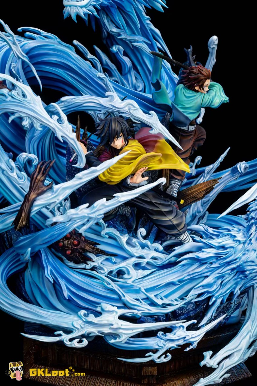 RAYCO ATOLL Studio 1/6 Demon Slayer Tanjiro Kamado & Giyu Tomioka Statue w/ LED - View 6 RAYCO ATOLL Studio 1/6 Demon Slayer Tanjiro Kamado & Giyu Tomioka Statue w/ LED - View 6