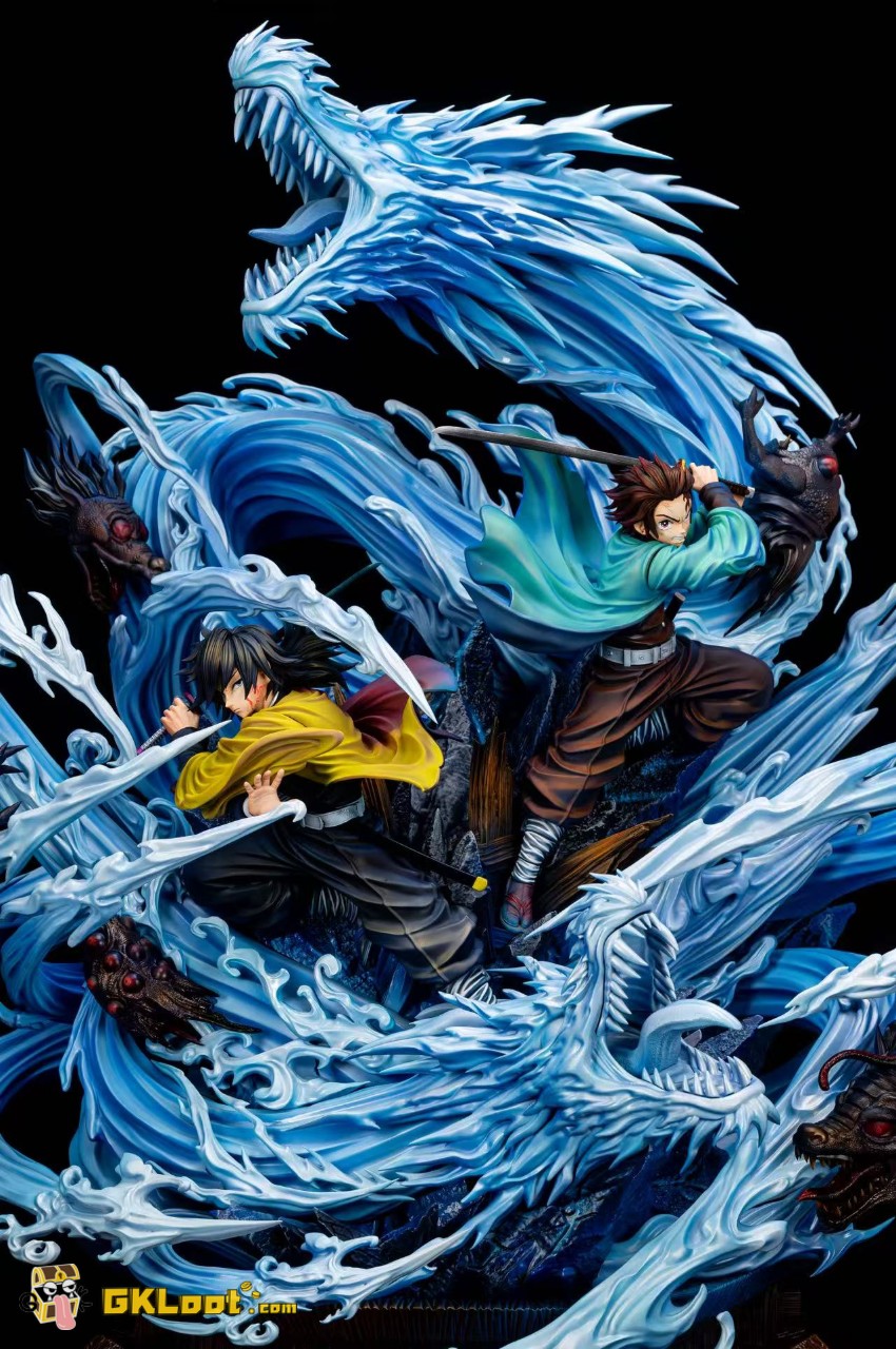RAYCO ATOLL Studio 1/6 Demon Slayer Tanjiro Kamado & Giyu Tomioka Statue w/ LED - View 7 RAYCO ATOLL Studio 1/6 Demon Slayer Tanjiro Kamado & Giyu Tomioka Statue w/ LED - View 7