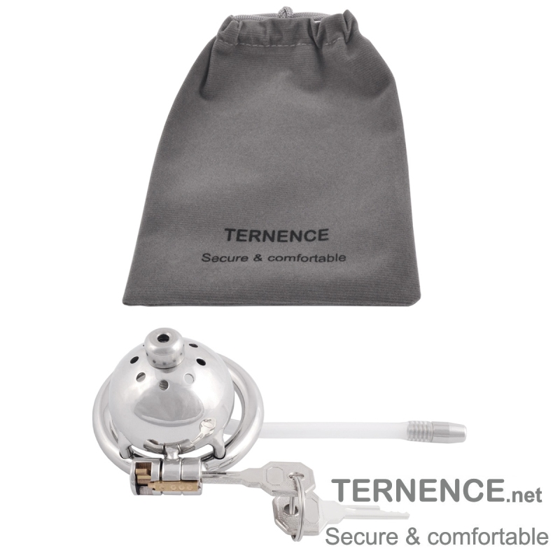 TERNENCE Small Male Cock Cage Chastity Locked Sex Toy with Catheter